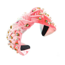 Load image into Gallery viewer, Rhinestone And Pearl Studded Tie Dye Headband
