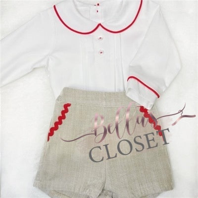 Baby Boy Grey & Red Jam Pants & Shirt Set