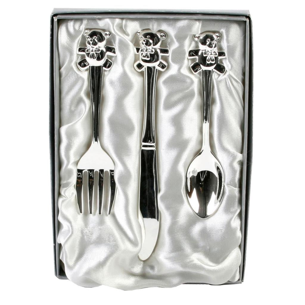 Silver Plated Cutlery Set with Teddy Tops