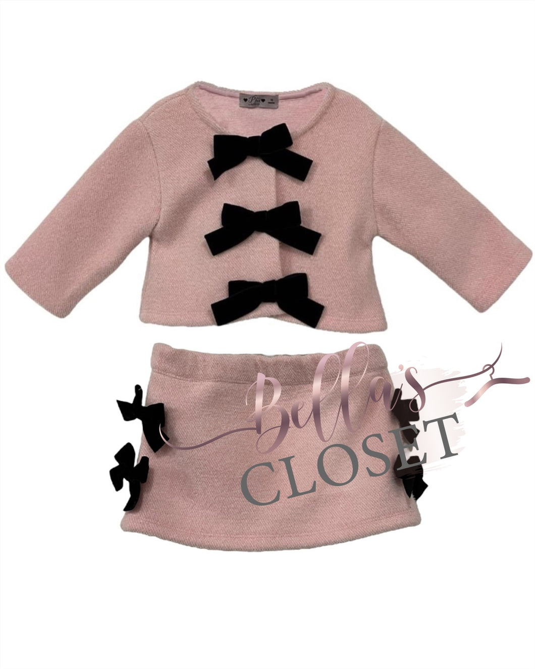 Pink Cardigan & Skirt Set