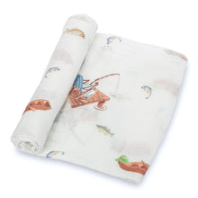 Load image into Gallery viewer, Gone Fishing Baby Muslin Cotton Blanket
