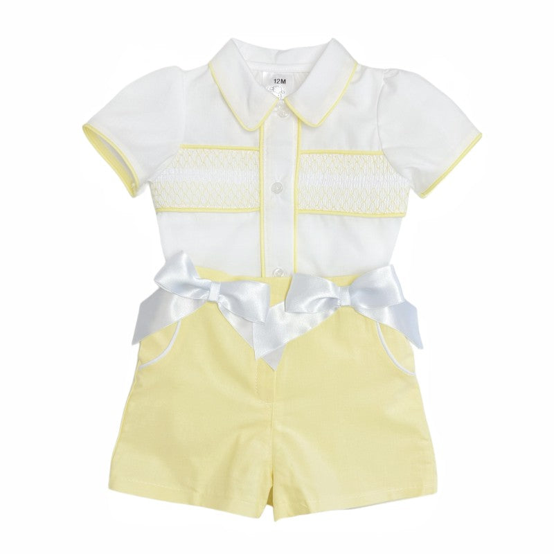 BABY GIRL YELLOW COTTON SHORTS WITH BLOUSE